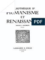 Bibliotheque D'humanisme Et Renaissance Tome Xi Nos. 1-2-1949