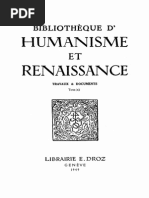 Bibliotheque D'humanisme Et Renaissance Tome Xi Nos. 1-2-1949