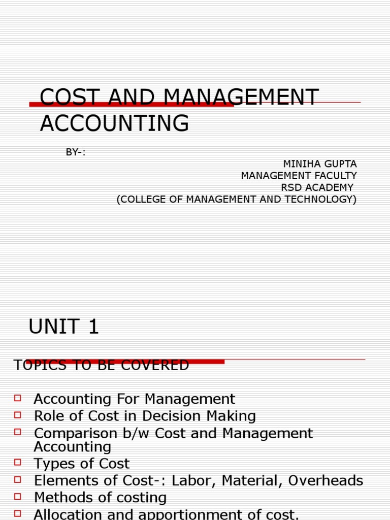 Cost and Management Accounting Overview | PDF | Cost | Accounting