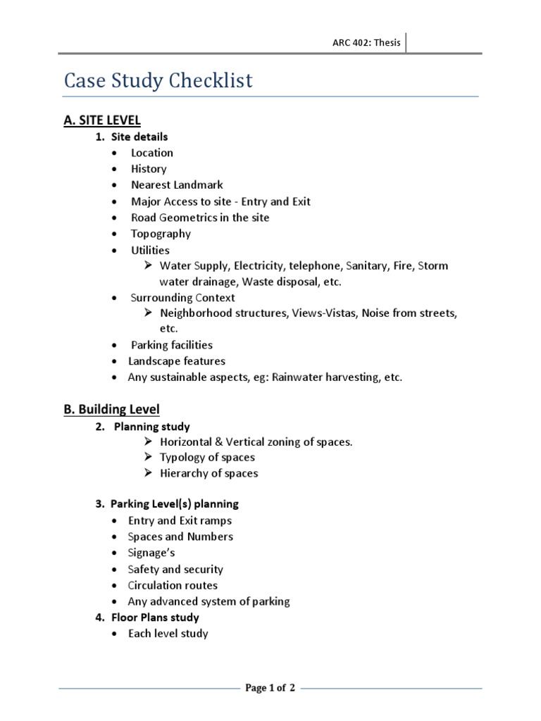 architecture thesis checklist