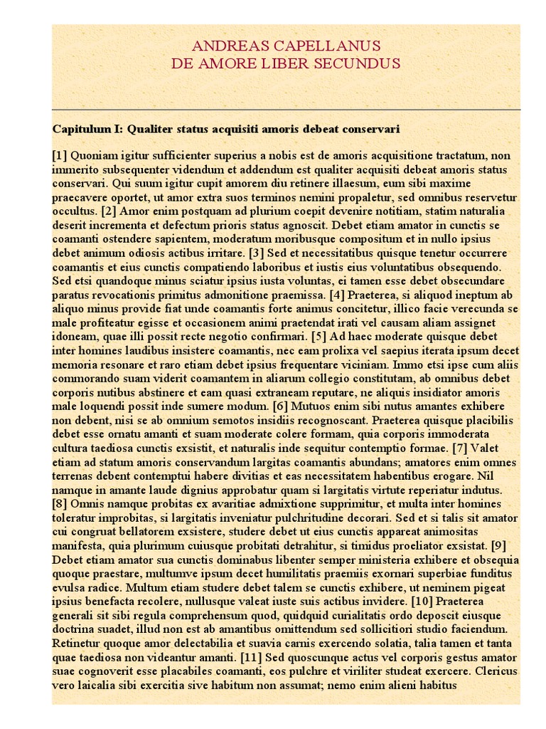 Andreas Capellanus de Amore II PDF