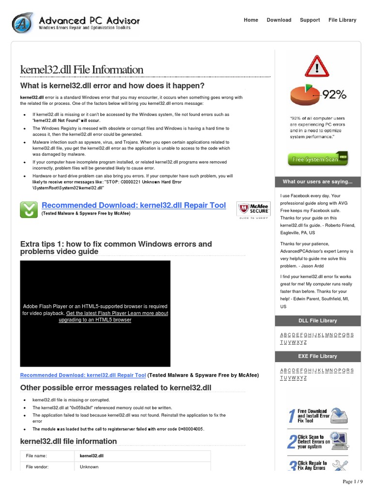 What Is Kernel32.dll Error and How To Fix It PDF Malware Computer