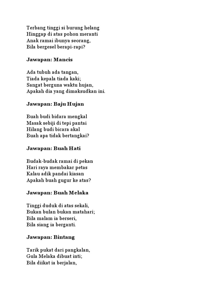 Pantun Teka Teki Bahasa Melayu  IMAGESEE