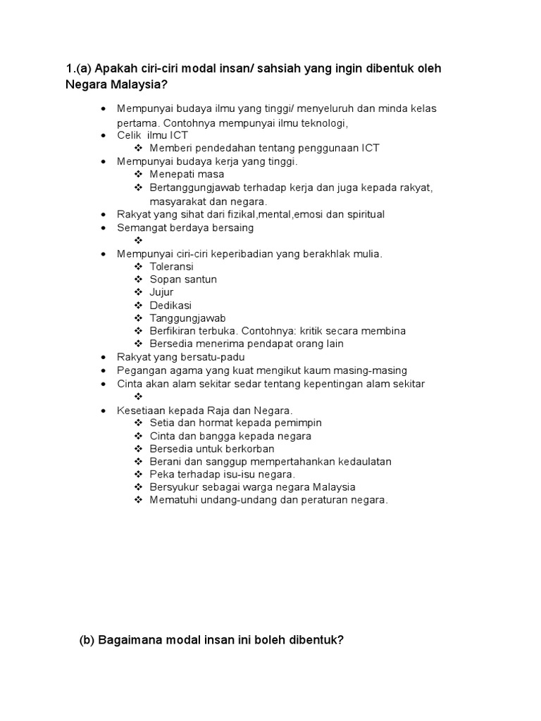 Ciri Ciri Modal Insan Pdf