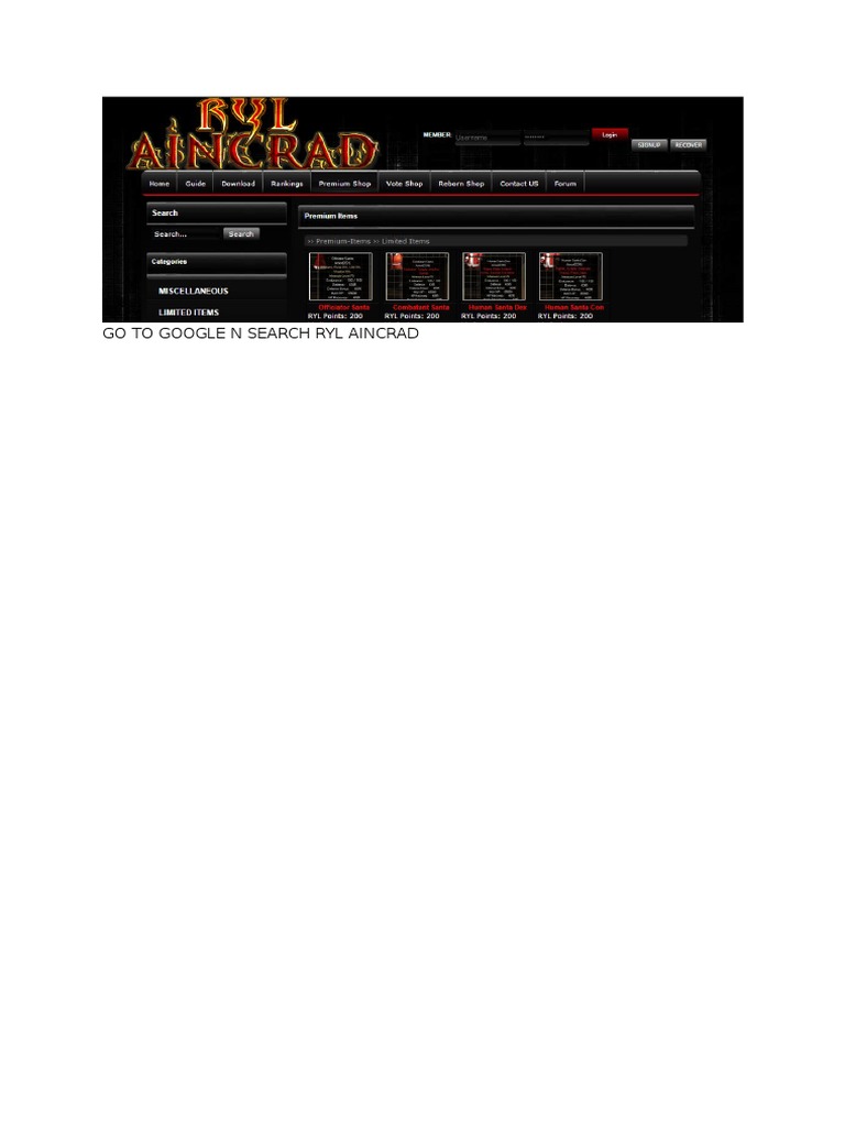 Search Ryl Aincrad on Google | PDF