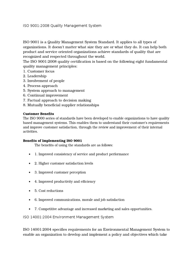 ISO 9001:2008 Quality Management Overview | PDF | Iso 9000 ...