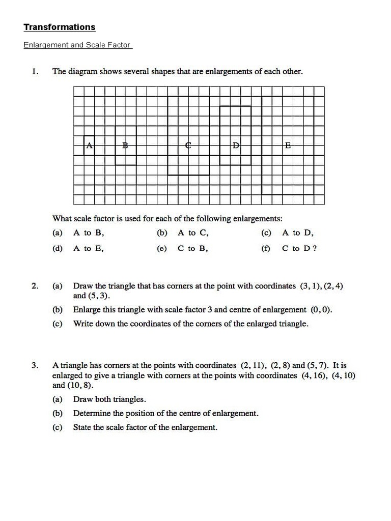 Transformations: Enlargement and Scale Factor | PDF