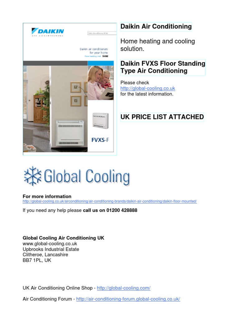Daikin Floor Standing Air Conditioning Fvxs Air Conditioning Hvac