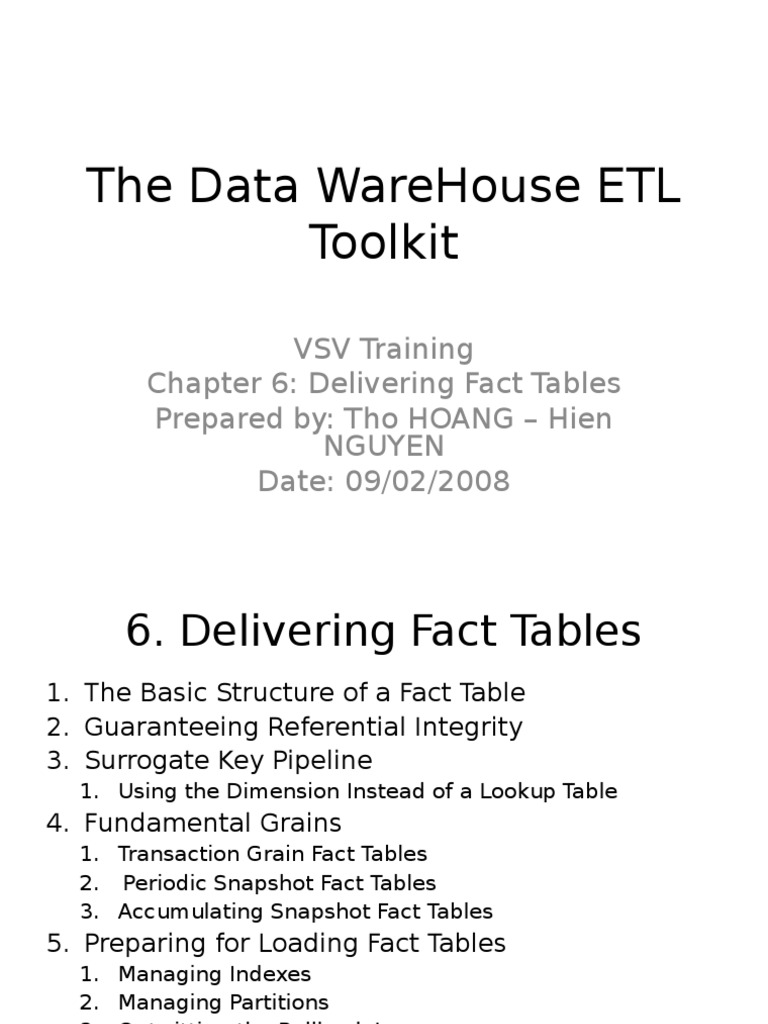Delivering Fact Tables in ETL Processes | PDF | Data Warehouse | Databases