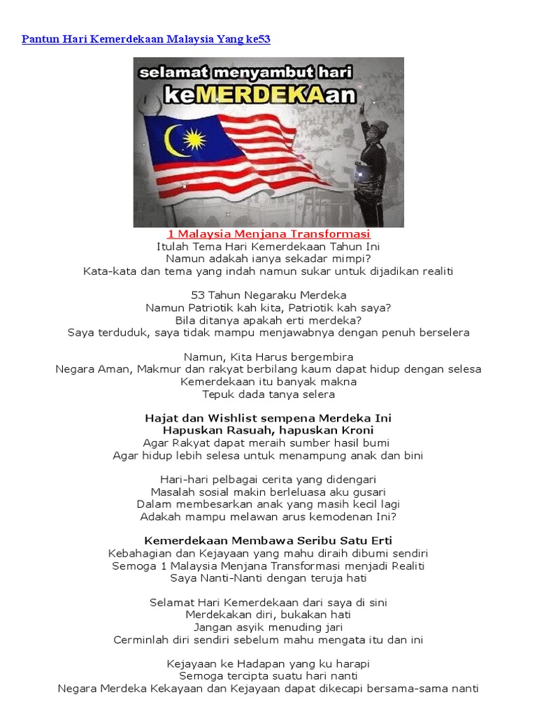 Pantun Hari Kemerdekaan Malaysia Yang Ke53  PDF
