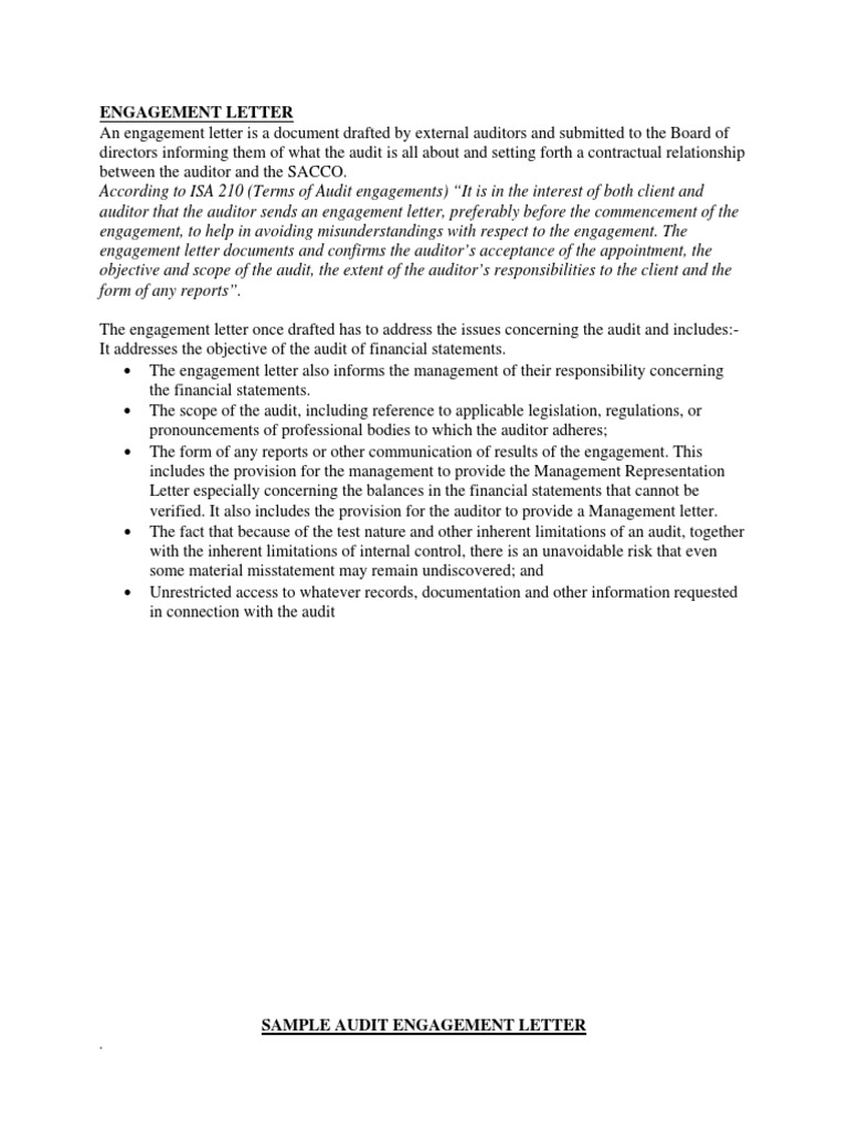 Audit Engagement Letter Template | PDF | Financial Audit | Audit