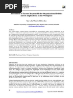 Assessment of Factors Responsible for Organizational Politics