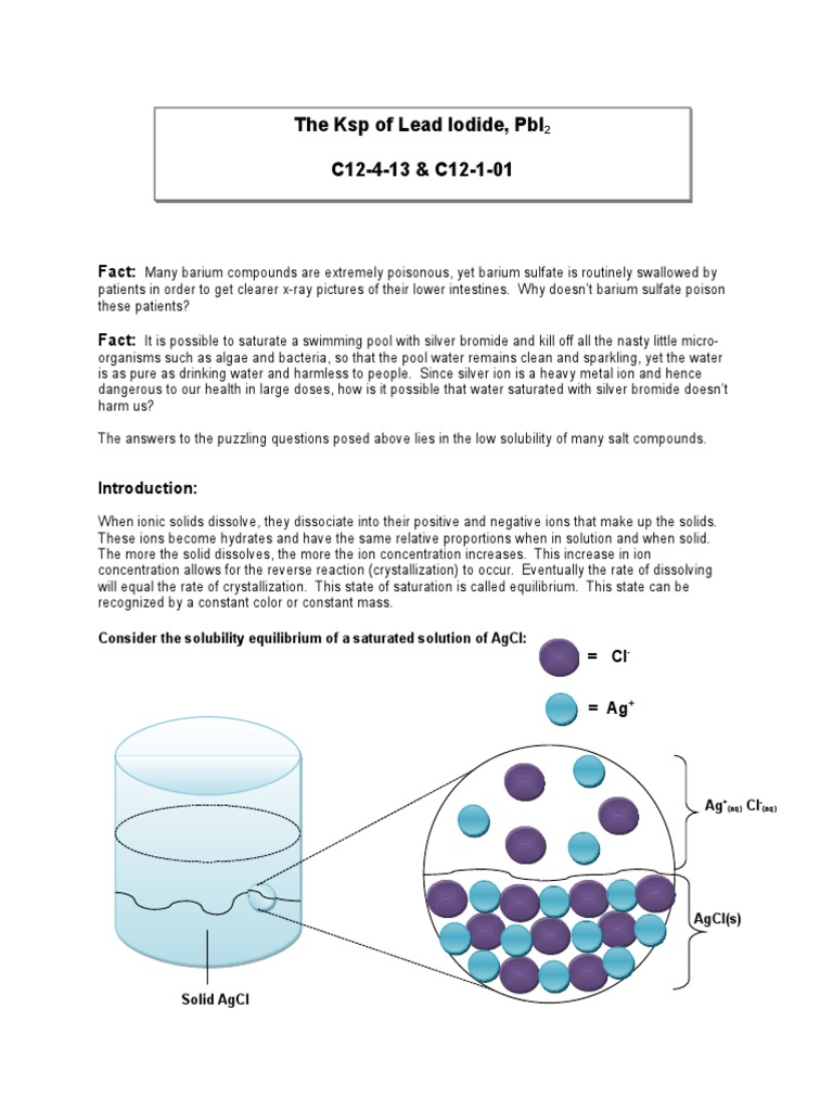KSP of Lead Iodide PDF Solubility Physical Sciences