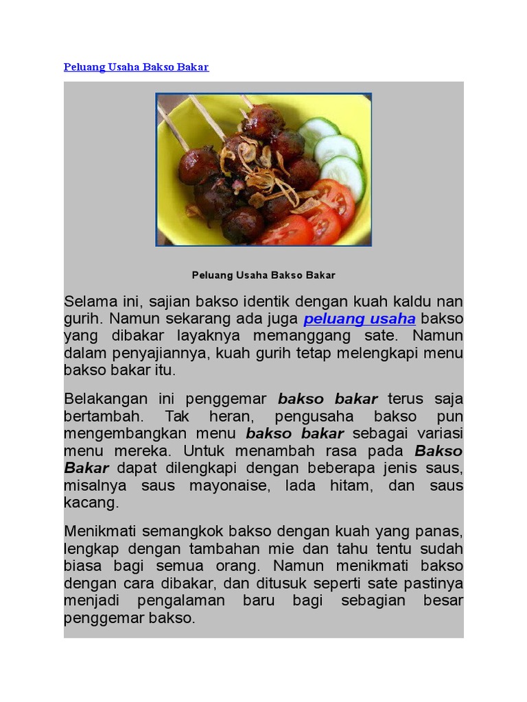 Contoh Proposal Usaha Makanan Bakso Bakar - Berbagi Contoh Proposal