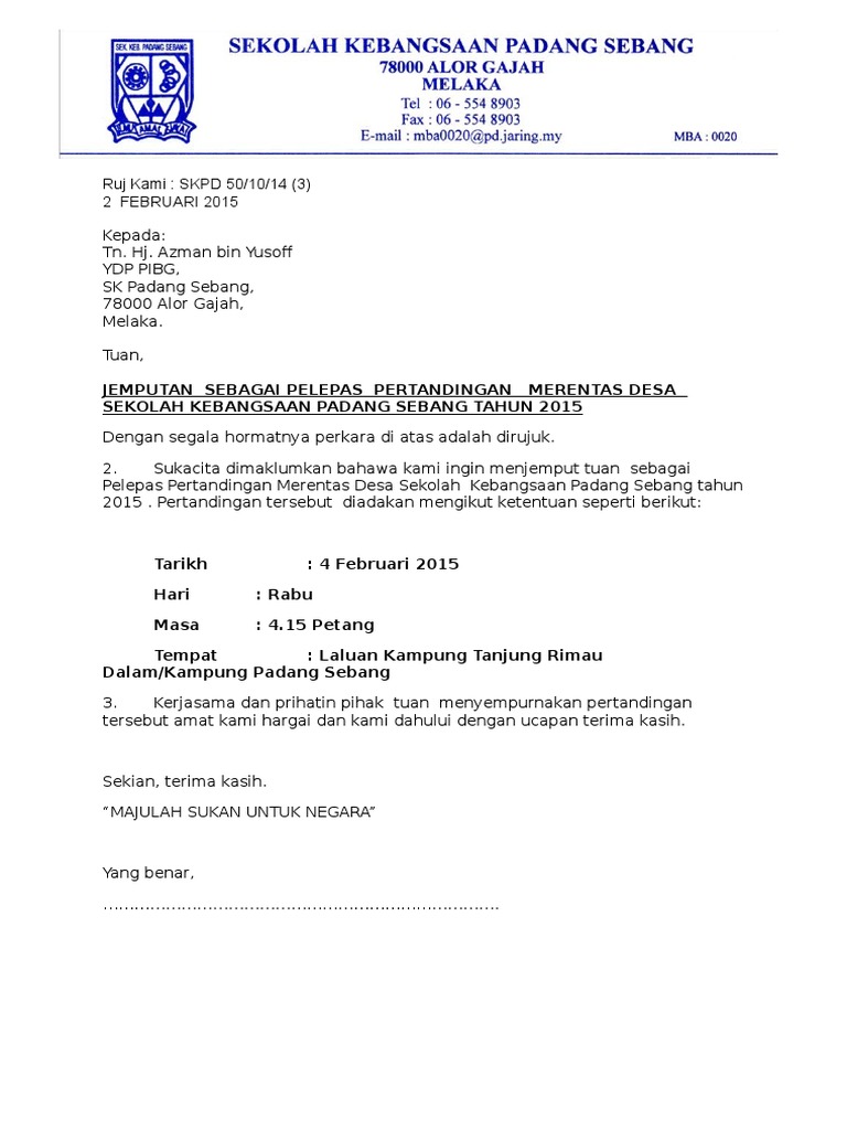 Surat Jemputan Pelepas 2015 Baru