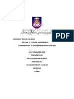 Universiti Teknologi Mara Diploma in Tourism Management Fundamentals of Entrepreneurship (Etr 300)