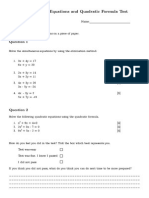 Simultaneous and Quadratic Formula Test