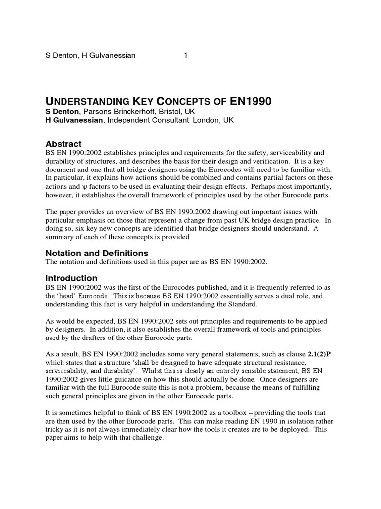 EC Understanding Key Concepts of EN1990 | PDF | Design | Bridge