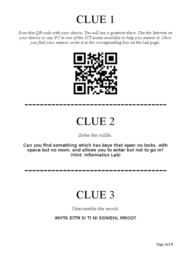 ICT Riddle and Clue Challenge | PDF