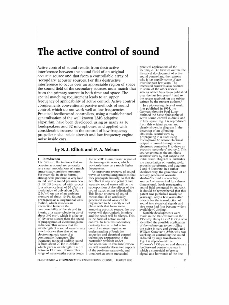 The Active Control of Sound | PDF
