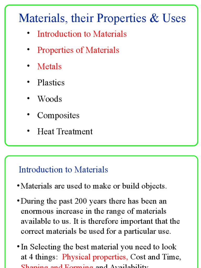 Understanding Materials: An In-Depth Guide to the Properties, Uses, and ...