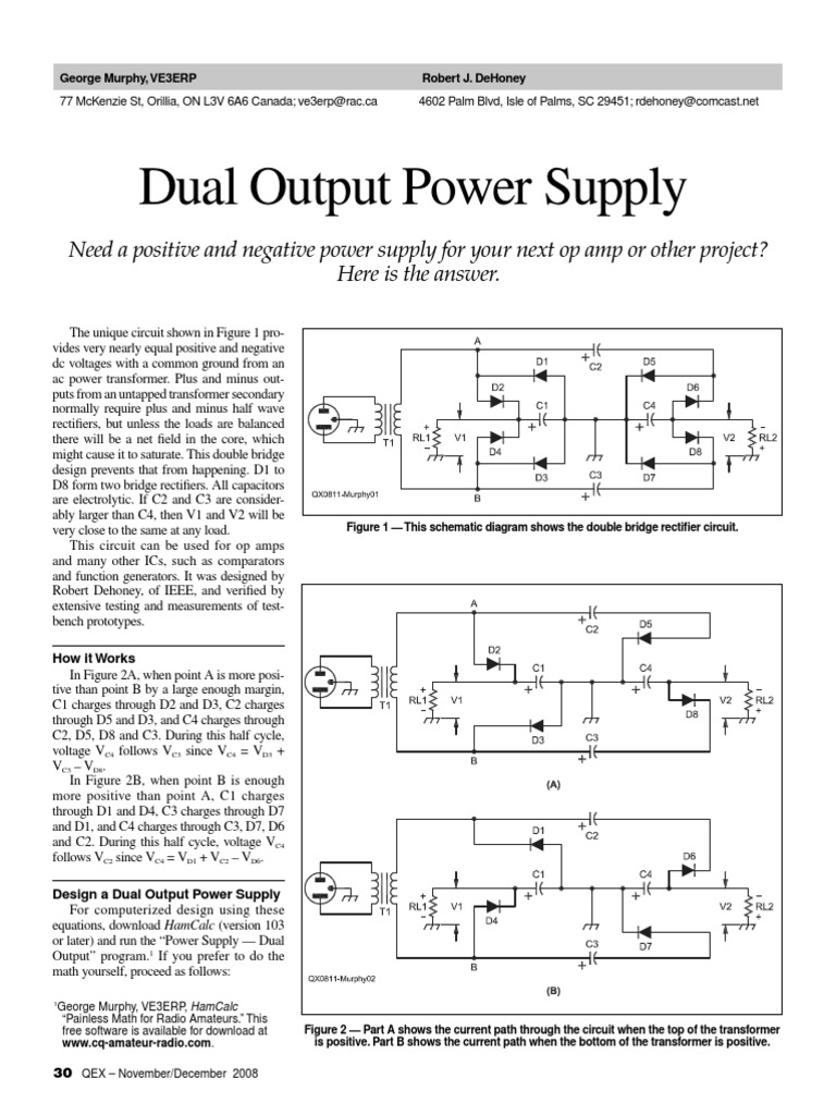 Designing a Dual Output Power Supply | PDF | Capacitor | Rectifier