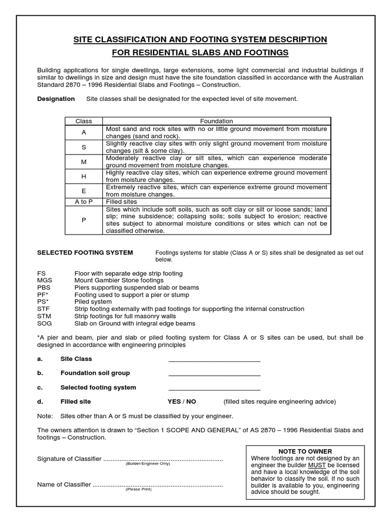Site Classification (Soil) Form PDF | PDF