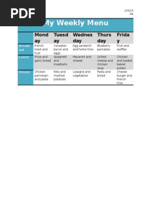 weekly menu