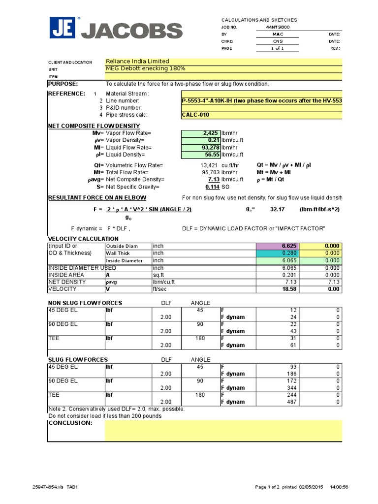 Slug Flow Force Calculation Guide | PDF