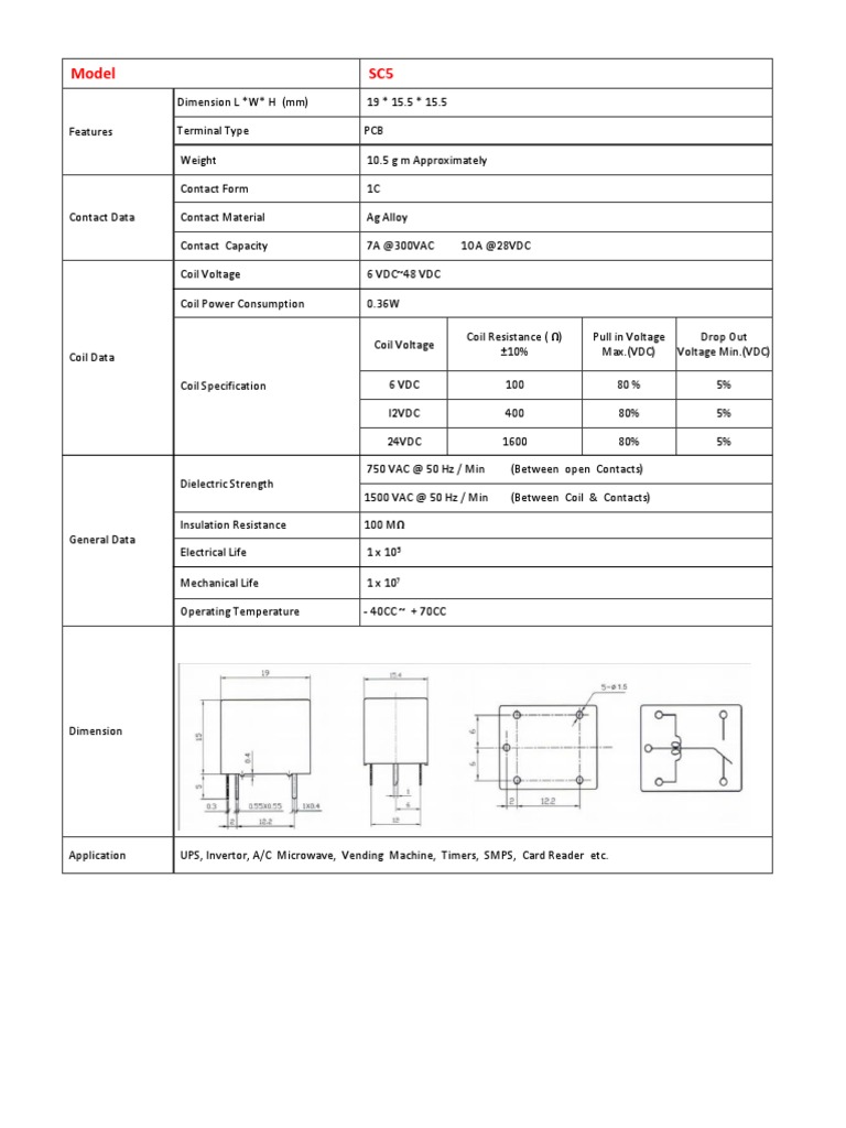 SC5 Relay Specifications and Wiring Guide | PDF | Technology & Engineering