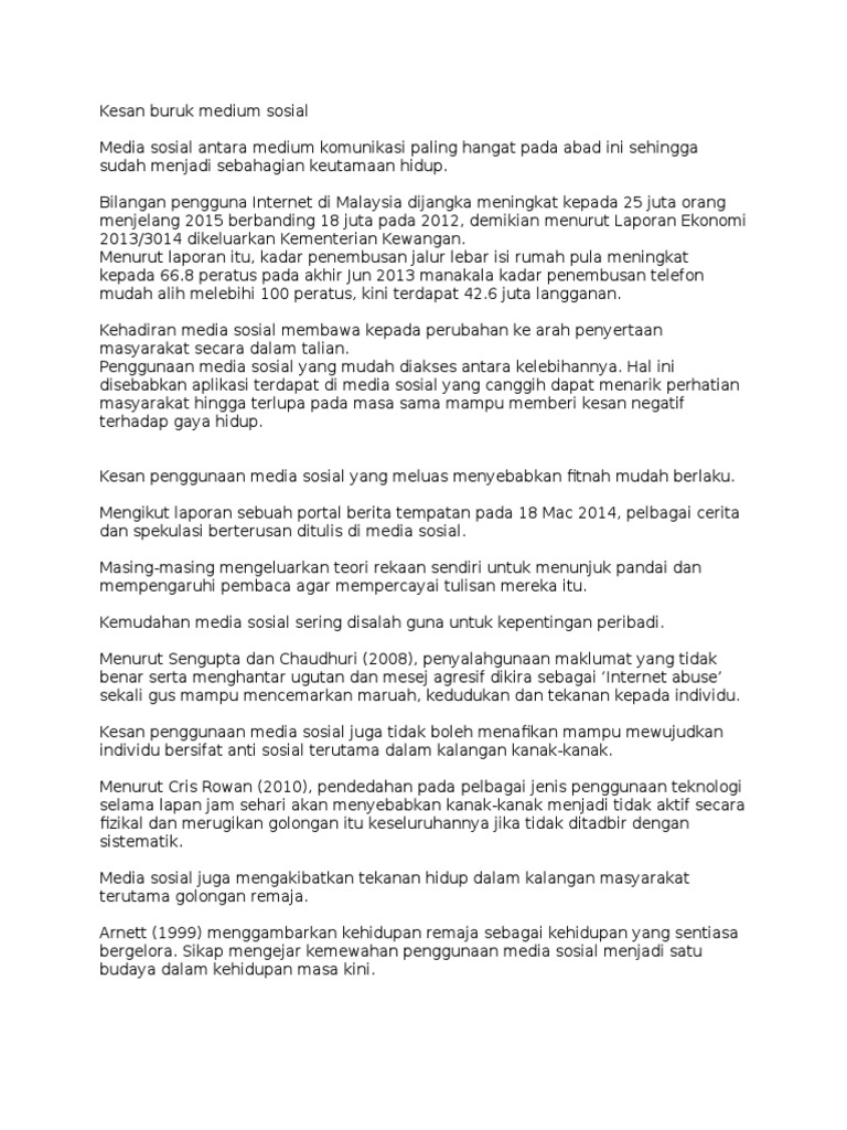 Kesan Buruk Penggunaan Media Sosial Rasong