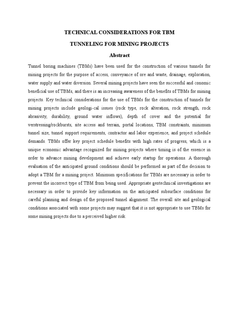 Technical Considerations For TBM - R1 | PDF