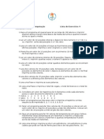 Lista de Exercícios Sobre Vetores e Matrizes