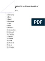 Vocabulary List Unit Three
