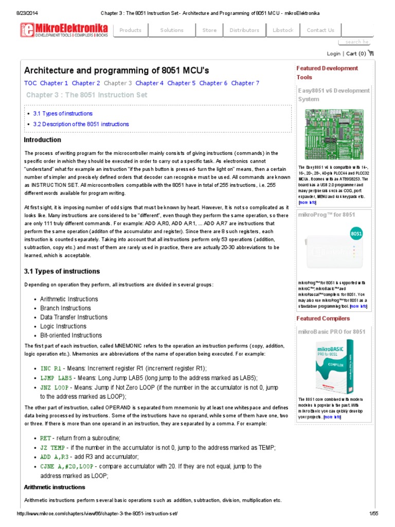 Chapter 3 The 8051 Instruction Set - Architecture and Programming of ...