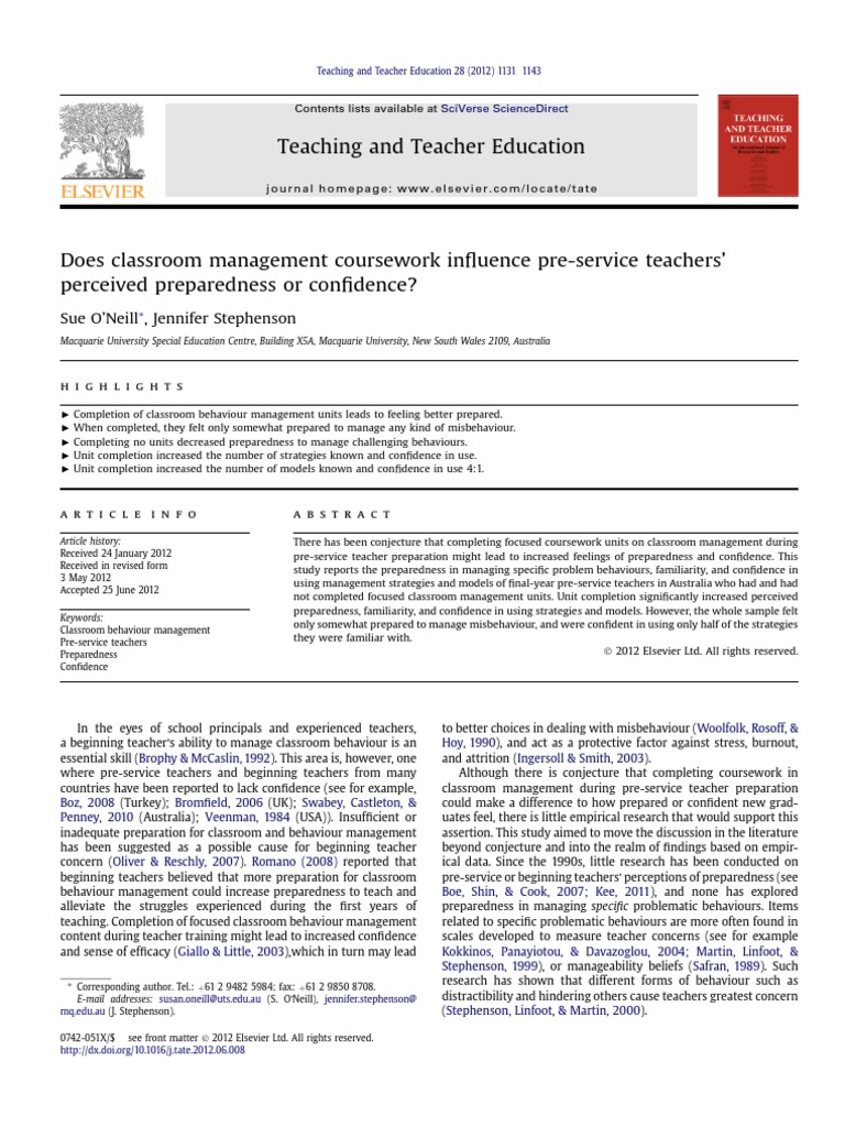 Impact of Classroom Management Units on Teacher Confidence | PDF ...