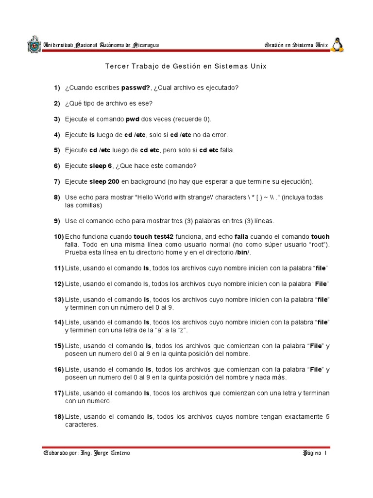 Comandos Básicos de Unix y Uso de ls | PDF | Comillas | Archivo de ...