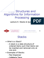 Data Structures and Algorithms For Information Processing: Lecture 5: Stacks & Queues