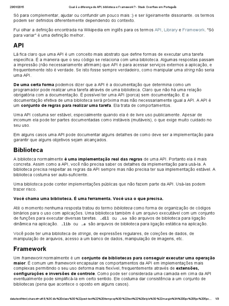 Diferença API, Biblioteca e Framework | PDF | Biblioteca (informática ...