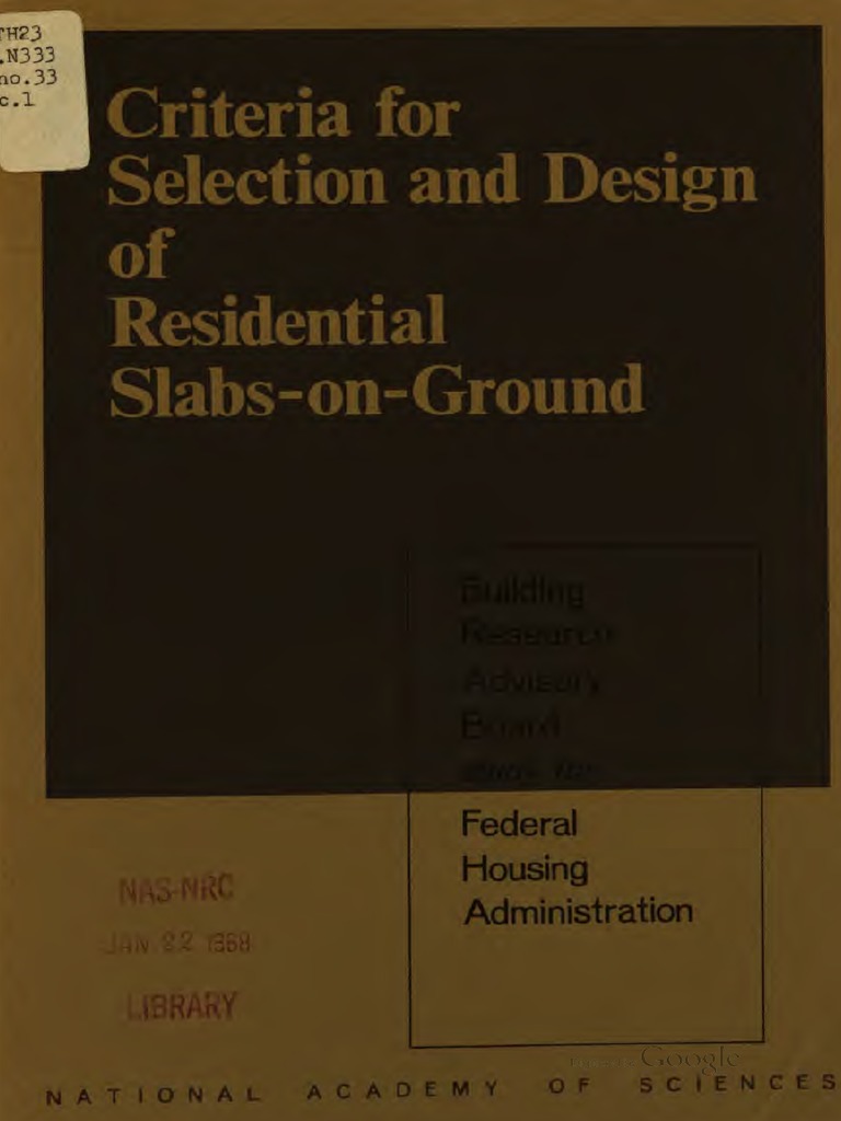Criteria For Selection and Design of Residential Slabs-On-Ground | PDF