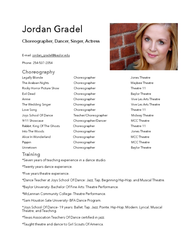 Jordan Gradel: Choreographer & Dancer | PDF