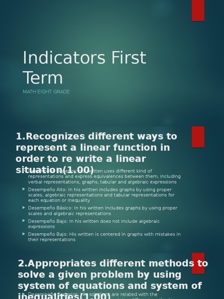 Indicators First Term | PDF | Equations | Inequality (Mathematics)