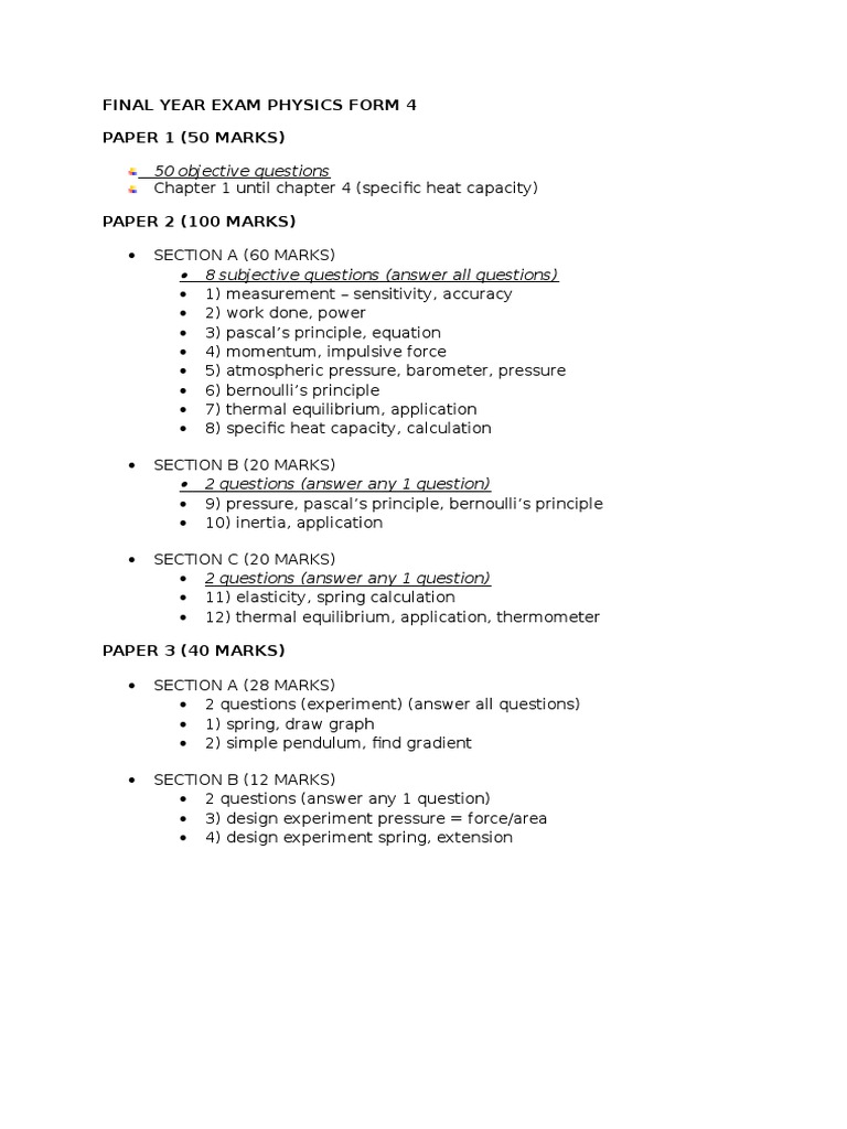 Form 4 Physics Final Exam Overview | PDF | Teaching Methods & Materials