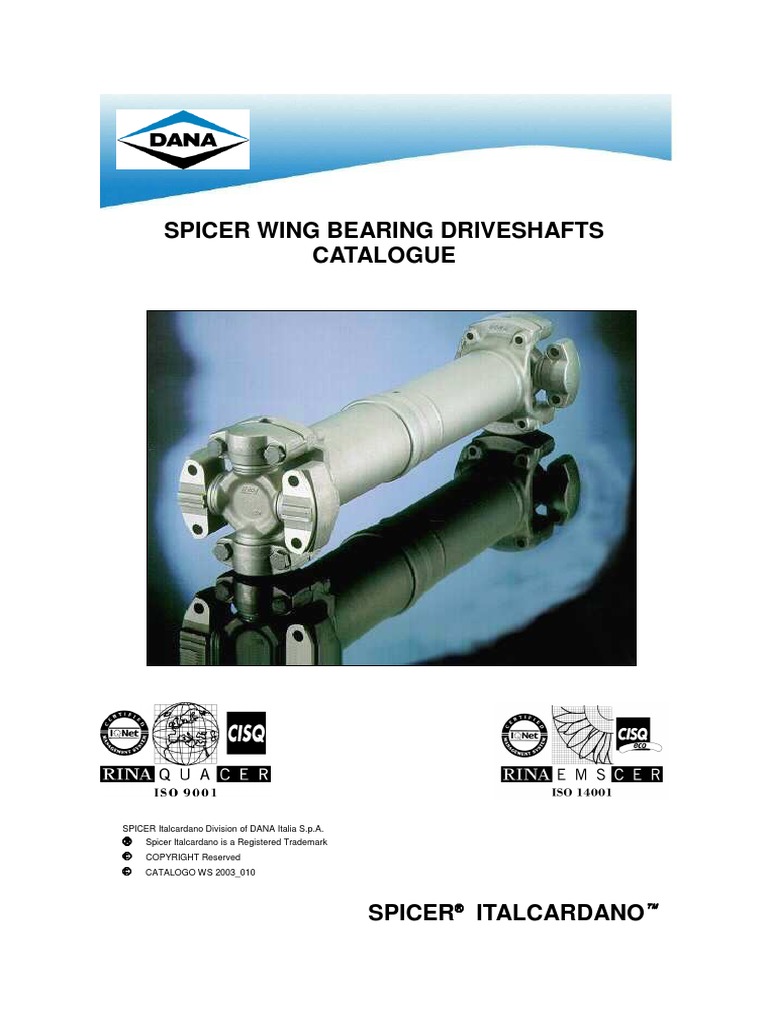 Spicer Wing Bearing Driveshafts Catalogue | PDF | Transmission ...