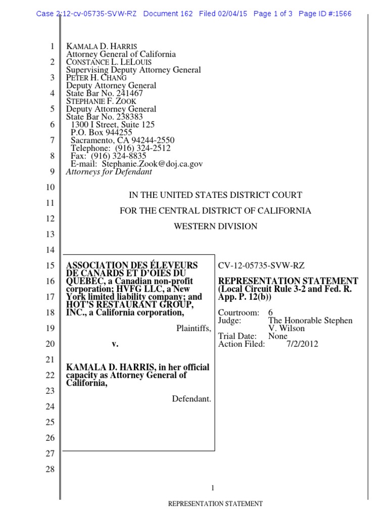 Representation Statement | PDF | Kamala Harris | Lawyer