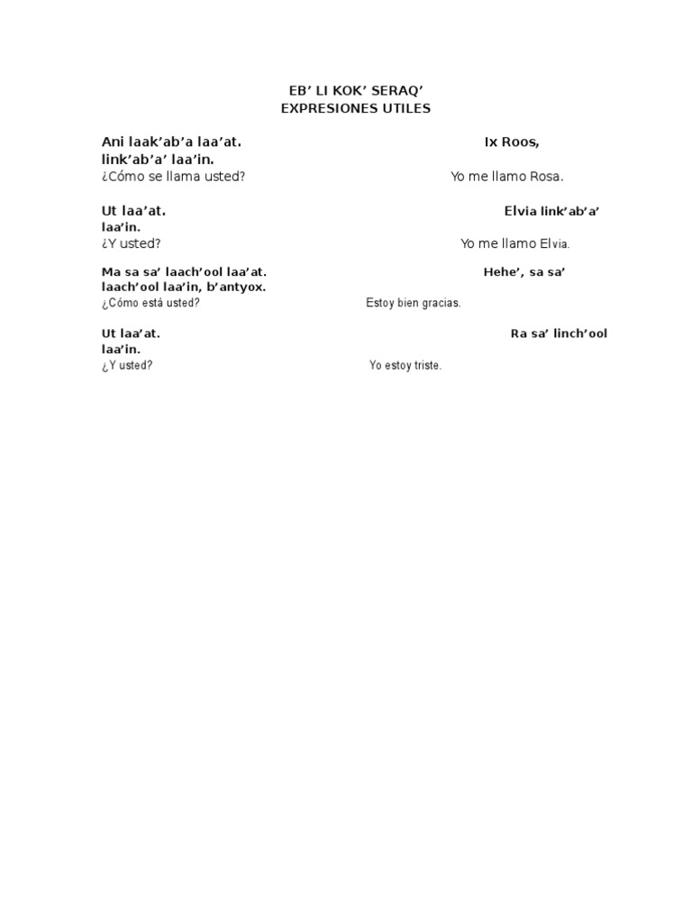 Trabajo de Q'eqchi' PDF Idiomas