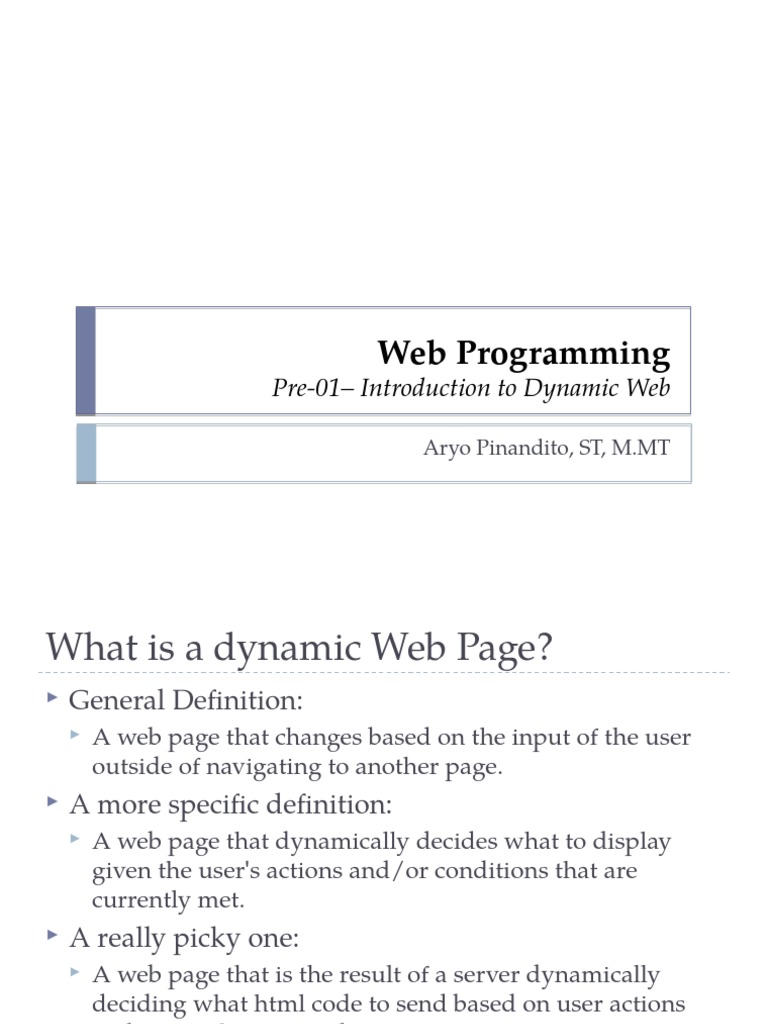 PW 00 Introduction To Dynamic Web | PDF | Dynamic Web Page | Web Server