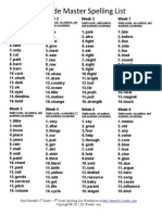Second Grade Master Spelling Lists