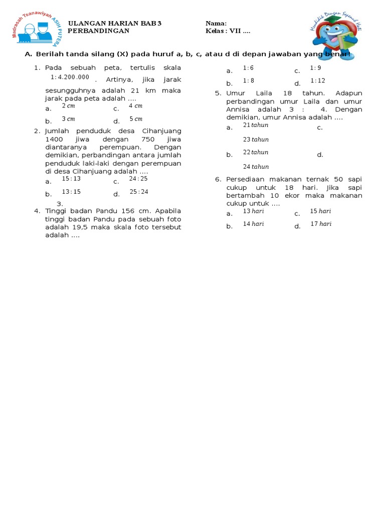 Contoh Soal Matematika Kelas 6 Sd Tentang Perbandingan - Soal Kelasmu