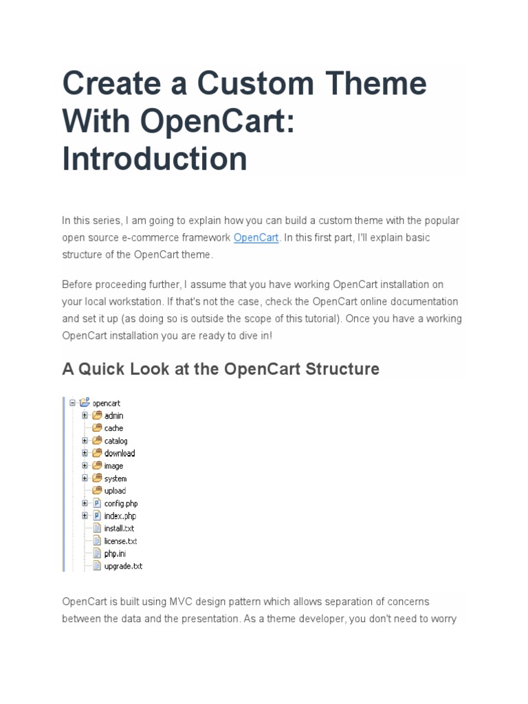 Custom Theme Development in OpenCart | PDF | Page Layout | Php